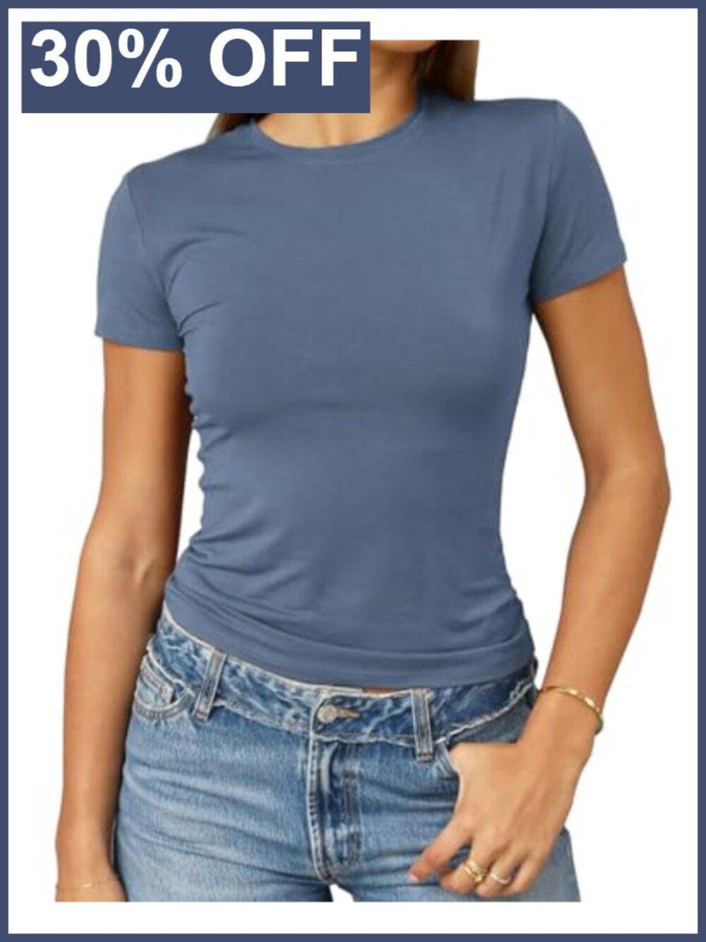 Abardsion Women's Slim Fit Crew Neck Short Sleeve T-Shirt